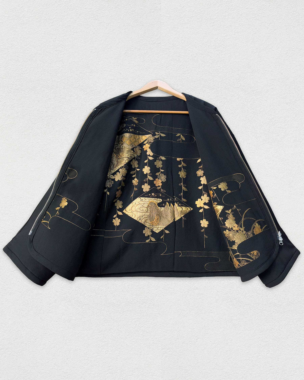 Reversible Black Quilted Jacket, Embroidery