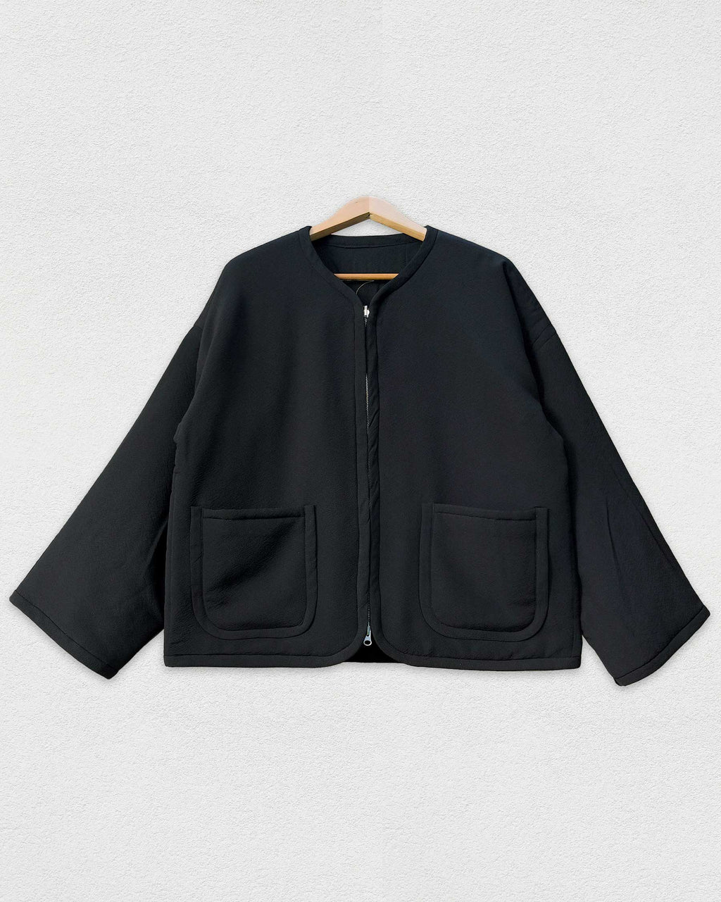 Reversible Black Quilted Jacket, Embroidery