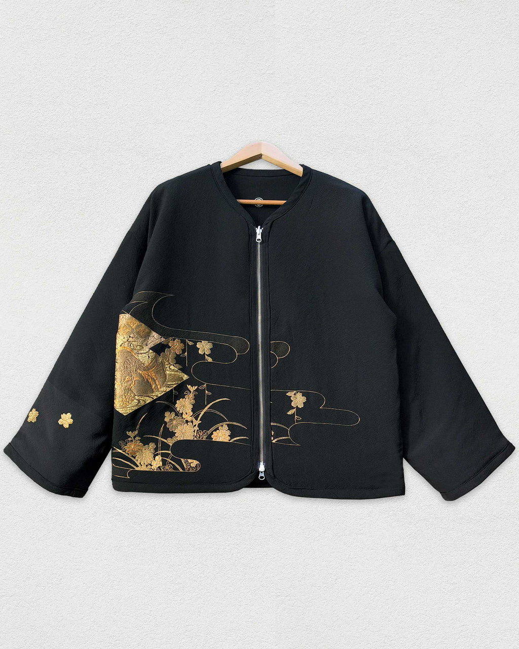Reversible Black Quilted Jacket, Embroidery