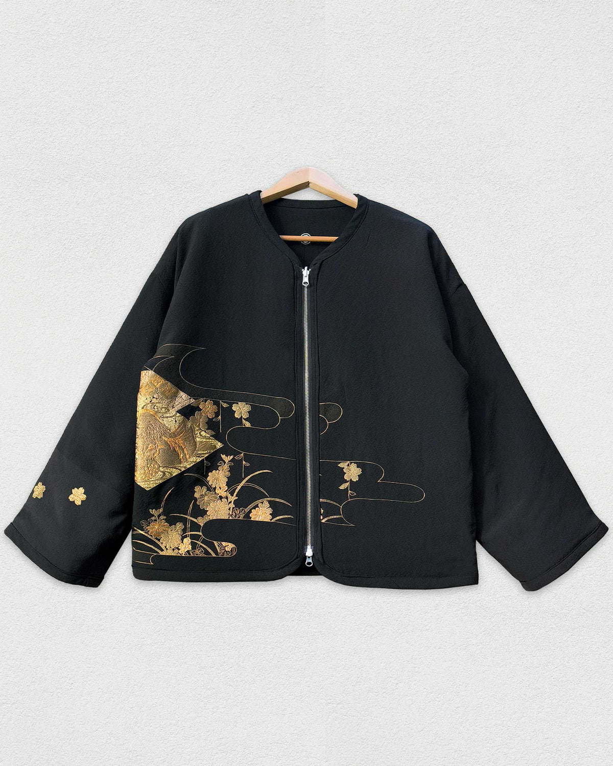 Reversible Black Quilted Jacket, Embroidery