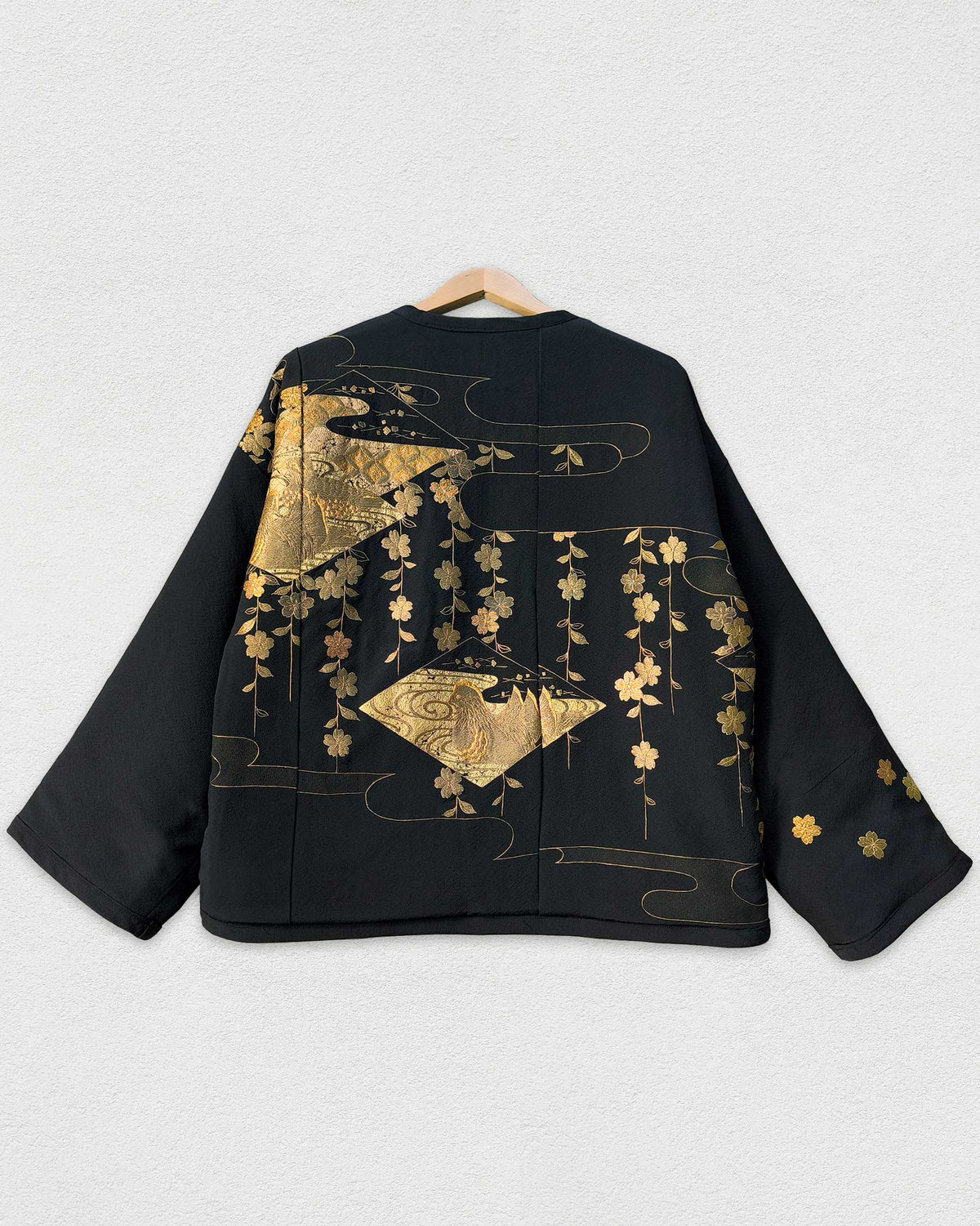 Reversible Black Quilted Jacket, Embroidery