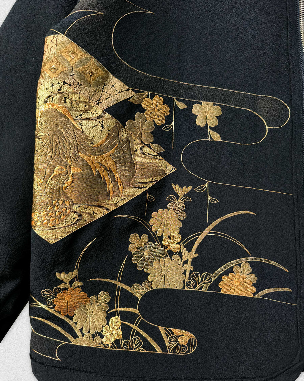 Reversible Black Quilted Jacket, Embroidery