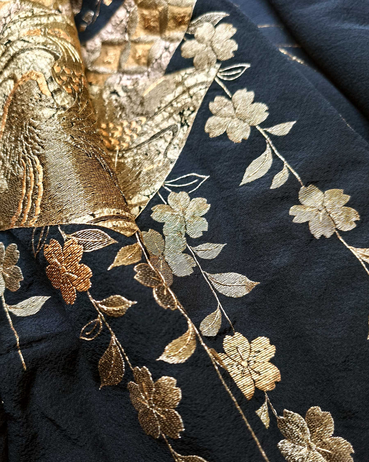 Reversible Black Quilted Jacket, Embroidery