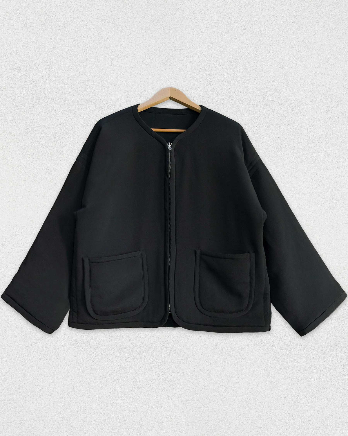 Reversible Black Quilted Jacket, Paulownia