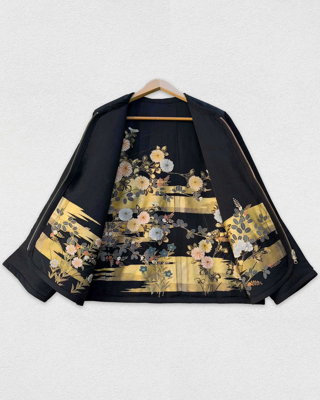 Reversible Black Quilted Jacket, Peony