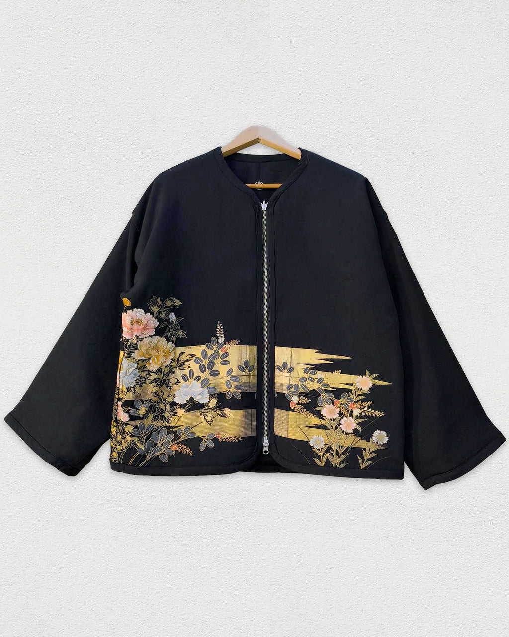 Reversible Black Quilted Jacket, Peony