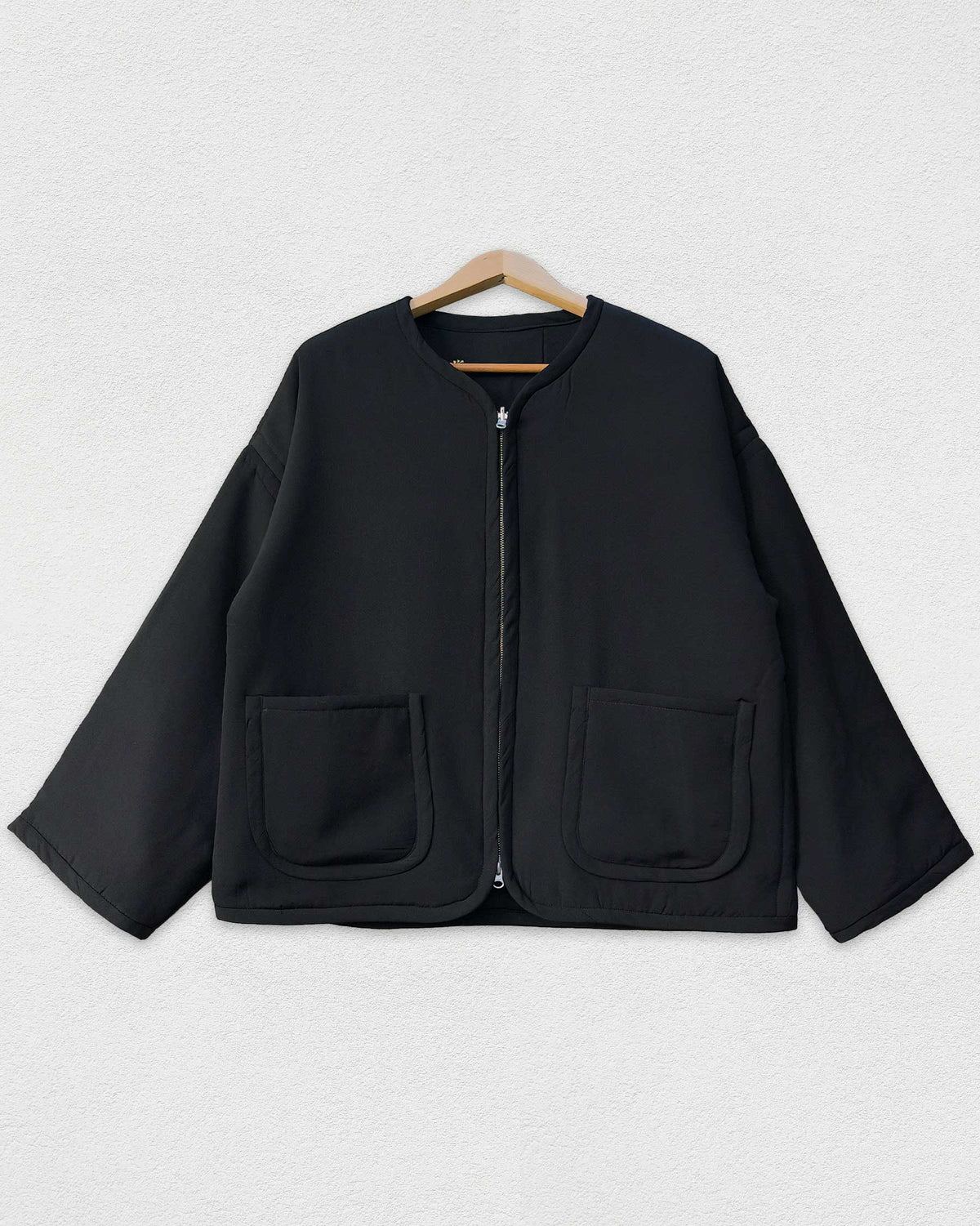 Reversible Black Quilted Jacket, Peony