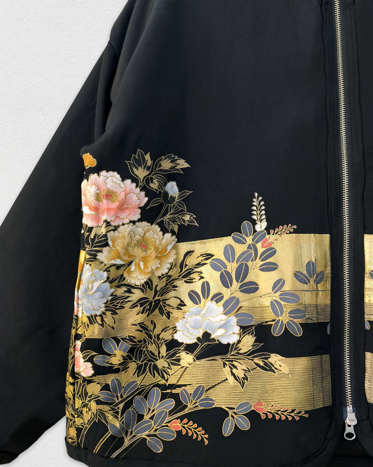 Reversible Black Quilted Jacket, Peony