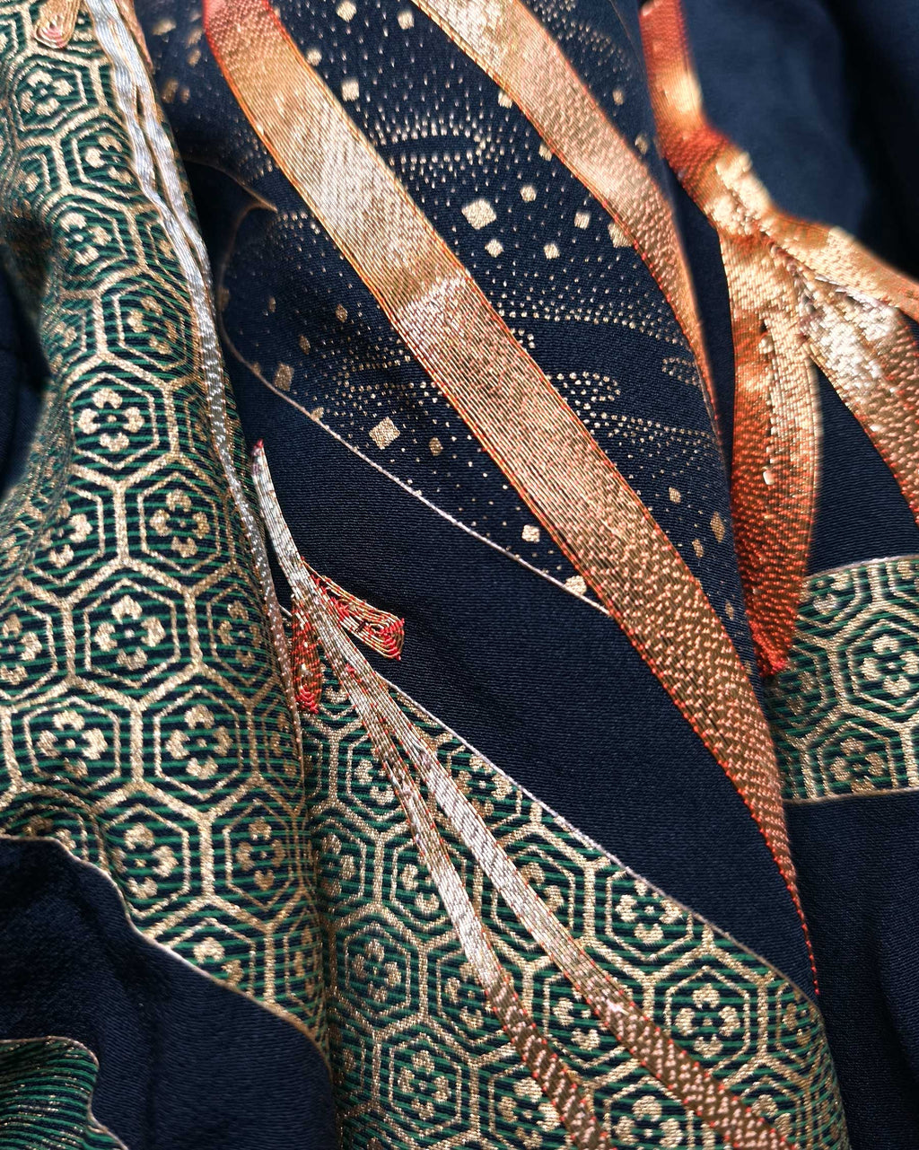 Reversible Black Quilted Jacket, Pine needles