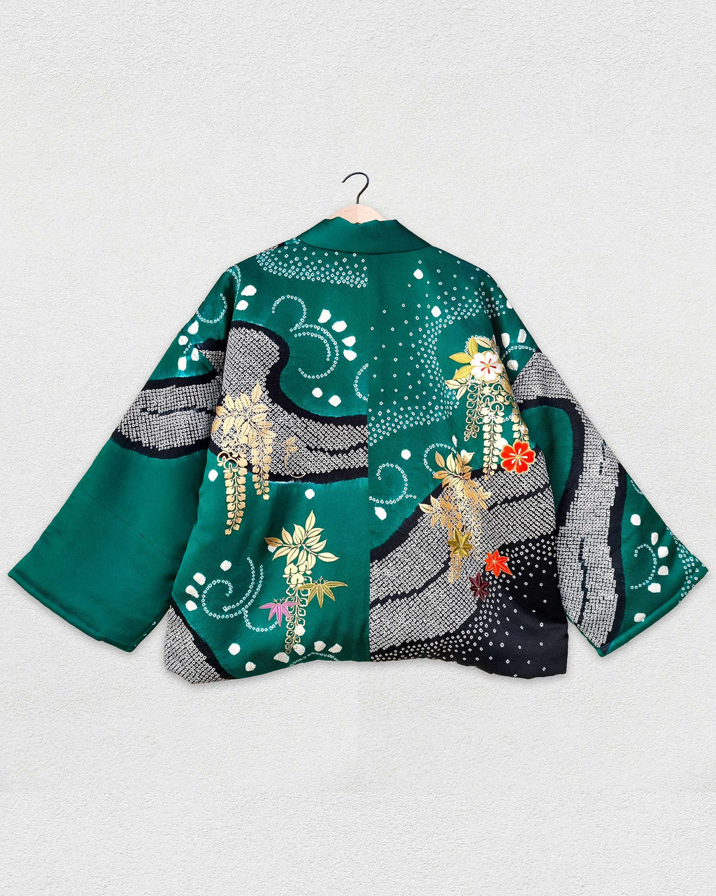 Green Quilted Silk Kimono Jacket