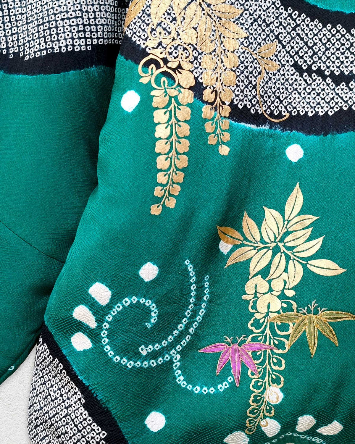 Green Quilted Silk Kimono Jacket