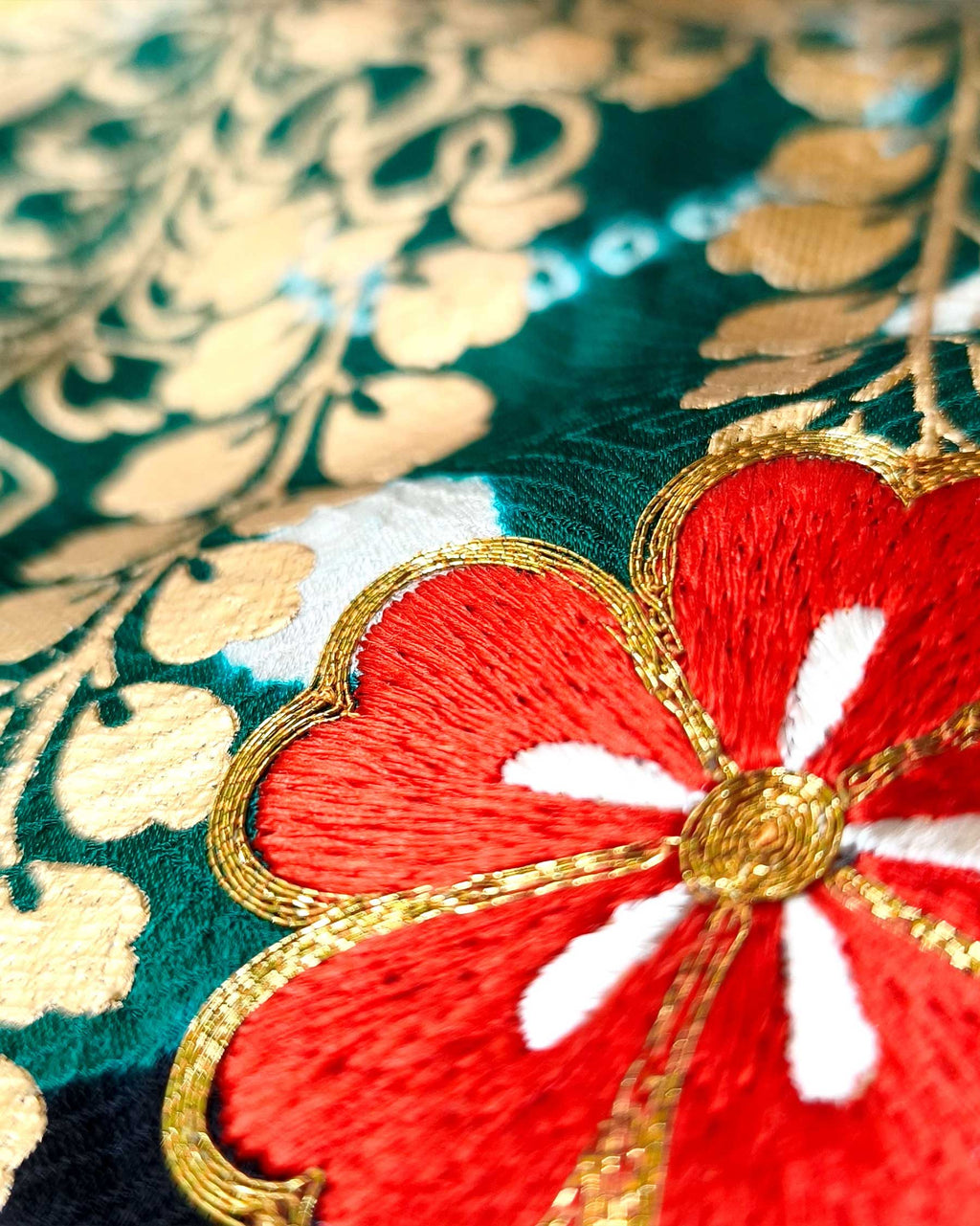Green Quilted Silk Kimono Jacket